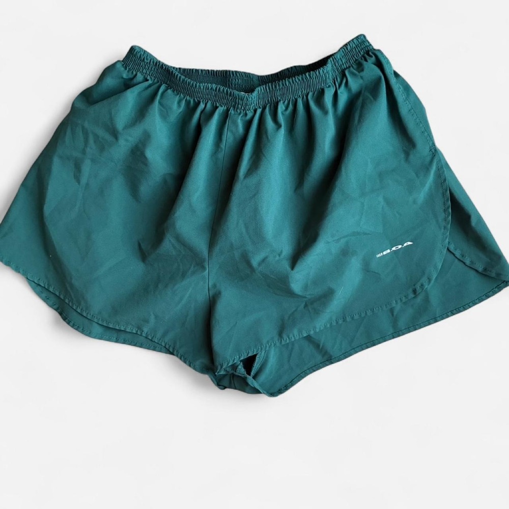 B.O.A green running shorts Size M Made in the USA of Micro Polyester